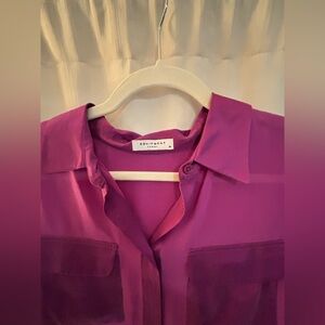 Equipment button sheer top